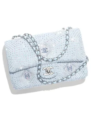 CHANEL Denim Fabric With Rhinestone Blue & Silver