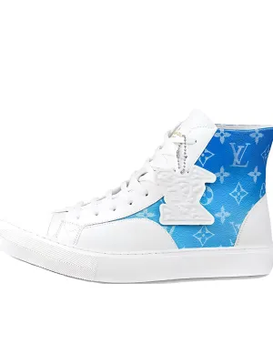 LOUIS VUITTON Tattoo Ankle Sneakers 'White With Blue Monogram'