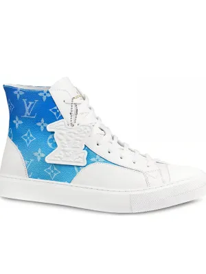 LOUIS VUITTON Tattoo Ankle Sneakers 'White With Blue Monogram'