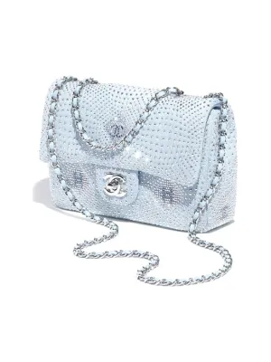 CHANEL Denim Fabric With Rhinestone Blue & Silver