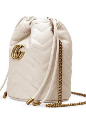 GUCCI White Leather Marmont mini